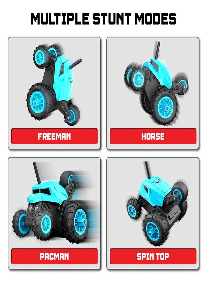 Mirana Warrior 360 Rotating Stunt RC Car | High Speed Remote Control Vehicle | USB Type-C Rechargeable Toy for Kids for Boys and Girls | Made in India (Sky Blue) - Image 4